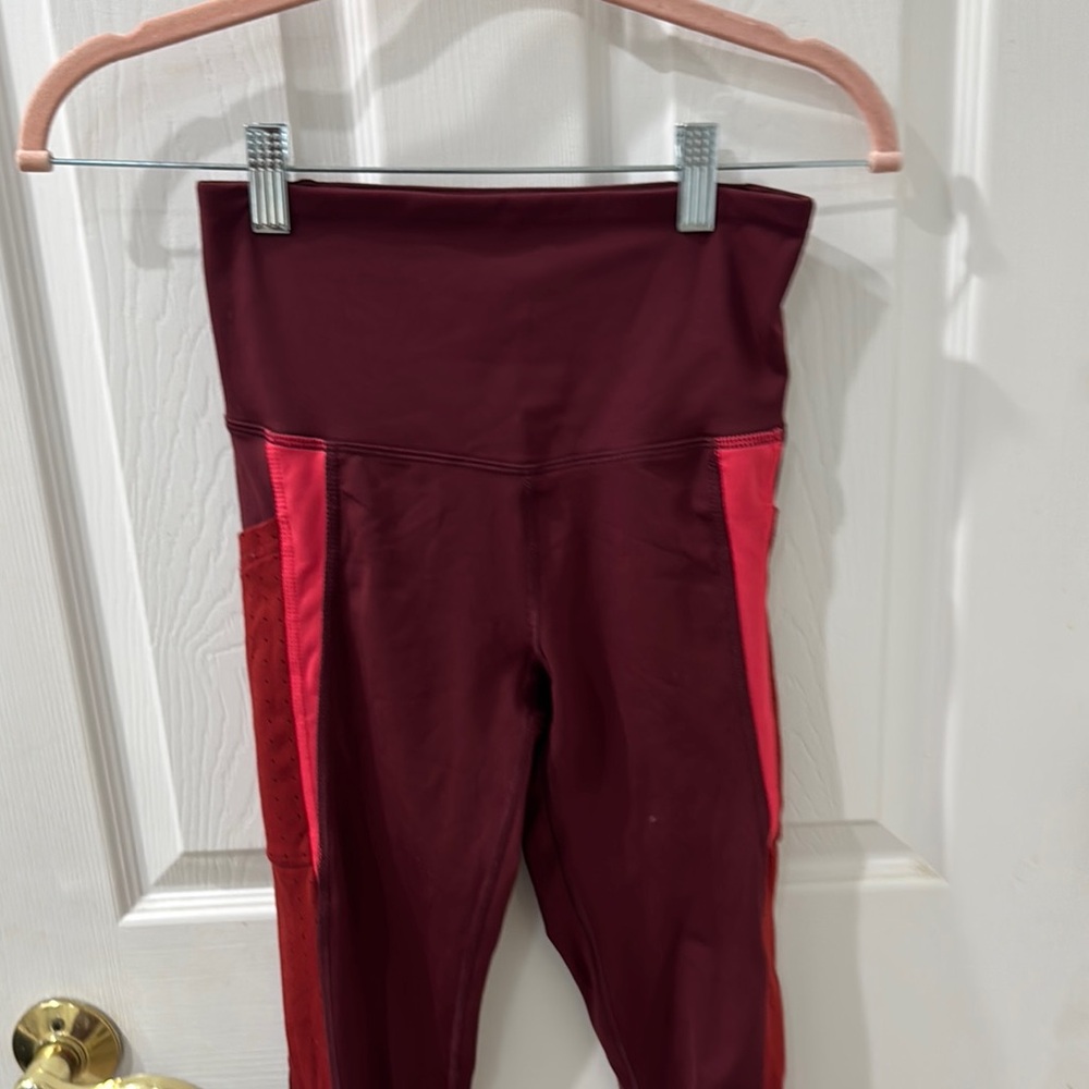 Maroon and Red High-Waisted Leggings